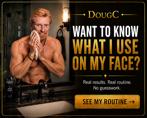 Man applying his morning facial skincare routine