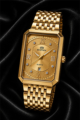 Three inexpensive men's watches photographed with the same luxury treatment as expensive watches, with prices shown on each image.