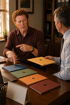Professional man asking his manager which existing priority should be delayed before accepting more work