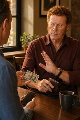 Successful man declining an entitled request for a one-hundred-dollar loan