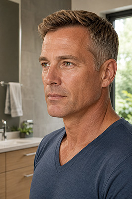 Mature man with healthy balanced skin representing normal skin