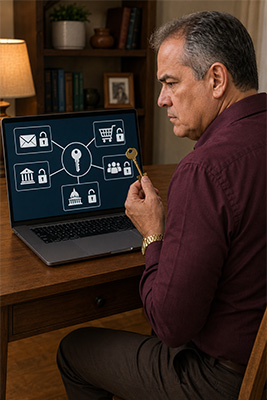 Single key dangerously opening a man’s email, banking, shopping, tax, and social media accounts