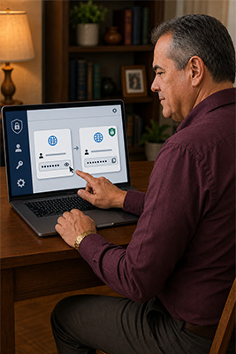 Man learning how to retrieve an old password from his browser’s password manager