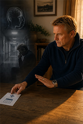 Man separating one simple fact from the frightening story his imagination created