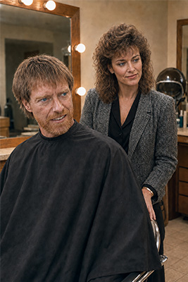 Doug in his thirties beginning with medium-light brown hair and a strawberry-blond beard