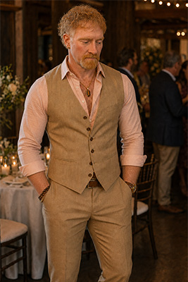 Comparison showing a man entering with a tense expression and with a slight approachable smile