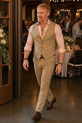 Confident man entering an elegant room and imagining himself arriving on his own Hollywood red carpet